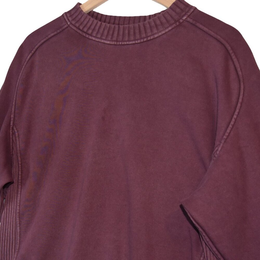 Aerie Oversized Sweatshirt Maroon Pullover Cozy Lounge Y2K Soft Casual XXS Relax - Picture 3 of 8